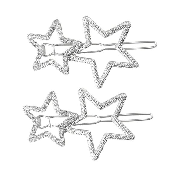 Accessories - 2Pcs Hollow Star Hair Clips, Non-Slip Metal Geometric Hairpin, Elegant Rhineston